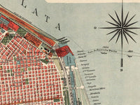 Old Map of Buenos Aires Argentina 1909 Vintage Map | Vintage Map Wall Art Print