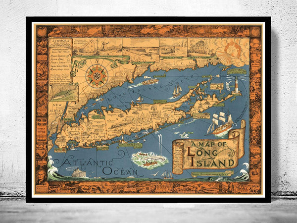 Old Map of Long Island 1933 Vintage Map | Vintage Map Wall Art Print