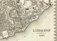 Old Map of Lisbon Portugal 1844 Vintage Map Mapa de Lisboa | Vintage Map Wall Art Print
