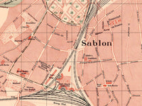 Old Map of Metz France 1904 Vintage Map | Vintage Map Wall Art Print