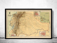 Old Map of Ecuador 1894 Equator Republic Vintage Map | Vintage Map Wall Art Print