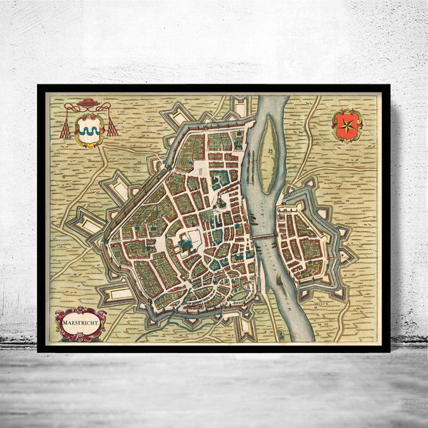 Old Map of Maastricht Netherlands 1657  | Vintage Map Wall Art Print