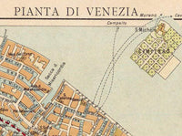 Vintage Old Map of Venice Venetia Venezia , Italy 1928  | Vintage Map Wall Art Print