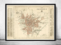 Old Map of Munster Germany 1913 Vintage Map | Vintage Map Wall Art Print