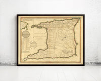Old Map of Trinidad Tobago 1800 Vintage Map | Vintage Map Wall Art Print
