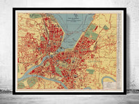 Old Map of Geneve Switzerland 1930 Vintage Map | Vintage Map Wall Art Print