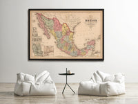 Old Map of Mexico 1859  | Vintage Map Wall Art Print