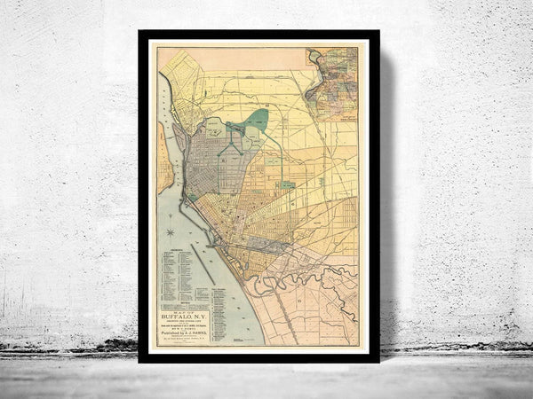 Old Map of Buffalo New York 1881 Vintage Map | Vintage Map Wall Art Print