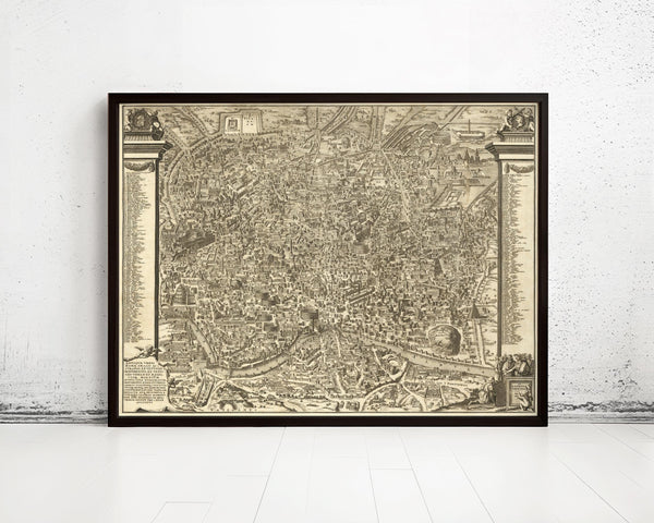 Old Map of Rome Roma Italy 1696 Ancient Map of Rome Vintage Map | Vintage Map Wall Art Print