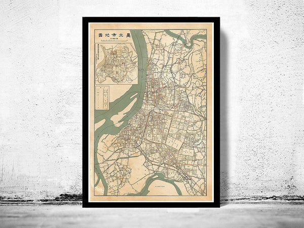 Old Map of Taipei Taiwan 1932 Vintage Map | Vintage Map Wall Art Print