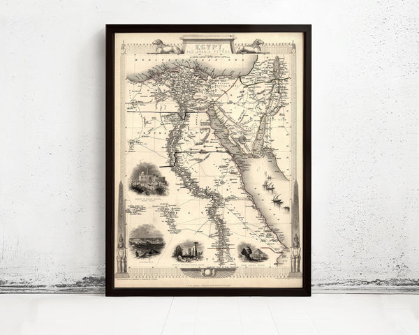 Old Vintage Map of Egypt 1800 Vintage Map | Vintage Map Wall Art Print