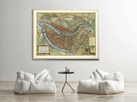 Old Map of Lyon France 1593 Vintage Map of Lyon | Vintage Map Wall Art Print
