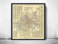 Old Map of Los Angeles 1906 Vintage Map | Vintage Map Wall Art Print
