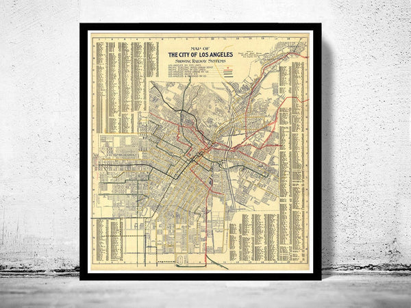 Old Map of Los Angeles 1906 Vintage Map | Vintage Map Wall Art Print