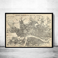 Old Map of London England 1845 Vintage Map of London | Vintage Map Wall Art Print