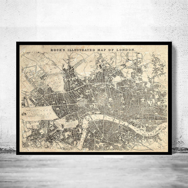 Old Map of London England 1845 Vintage Map of London | Vintage Map Wall Art Print