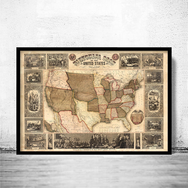 Old Map of United States of America 1849 USA Vintage Map  | Vintage Map Wall Art Print | USA Wall Art Map | Large Map Print