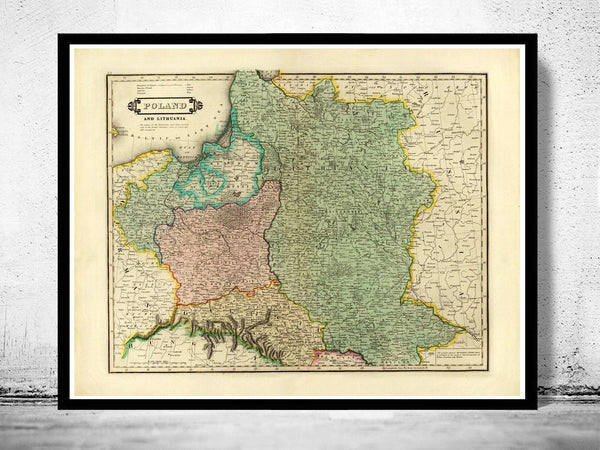Old Map of Poland 1831 Vintage Map | Vintage Map Wall Art Print