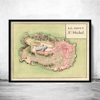 Old Map of Mont St Michel France 1700 Vintage Map | Vintage Map Wall Art Print