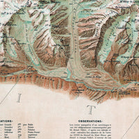 Vintage Map of Mont Blanc Massif Monte Bianco 1924 Chamonix, Martigny | Vintage Map Wall Art Print