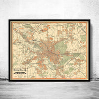 Old Map of Hanover Germany 1949 Hanover  | Vintage Map Wall Art Print