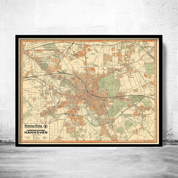 Old Map of Hanover Germany 1949 Hanover  | Vintage Map Wall Art Print