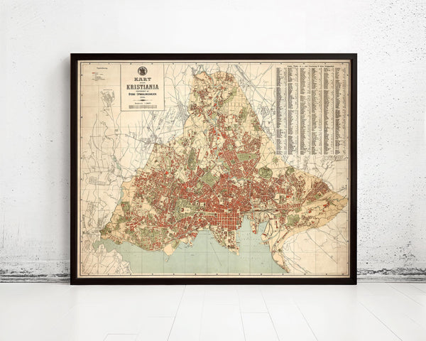 Old Map of Oslo Norway 1901 Vintage Map Oslo | Vintage Map Wall Art Print