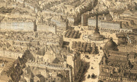 Old View of Paris 1897 France Vintage Map of Paris | Vintage Map Wall Art Print