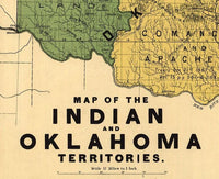 Old Map of Oklahoma Indian Territory 1892 Vintage Map | Vintage Map Wall Art Print