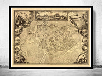Old Map of Dijon 1759 Vintage Map  | Vintage Map Wall Art Print