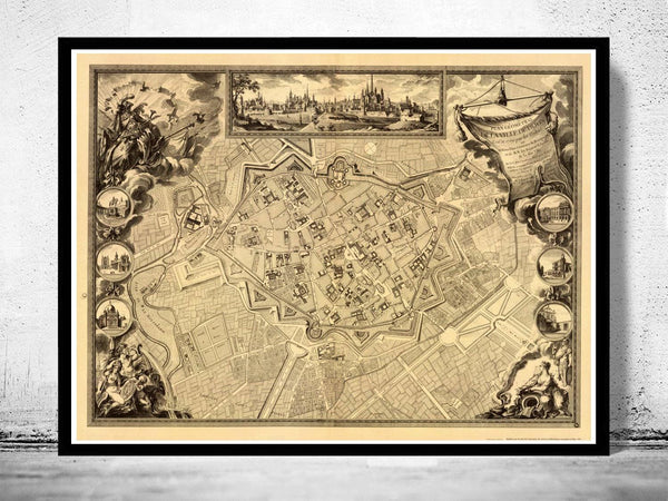 Old Map of Dijon 1759 Vintage Map  | Vintage Map Wall Art Print