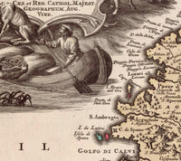 Old Map of Corsica Isle de Corse 1700 Vintage Map | Vintage Map Wall Art Print