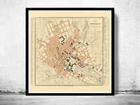 Old Map of Stuttgart Germany 1860 Vintage Map | Vintage Map Wall Art Print