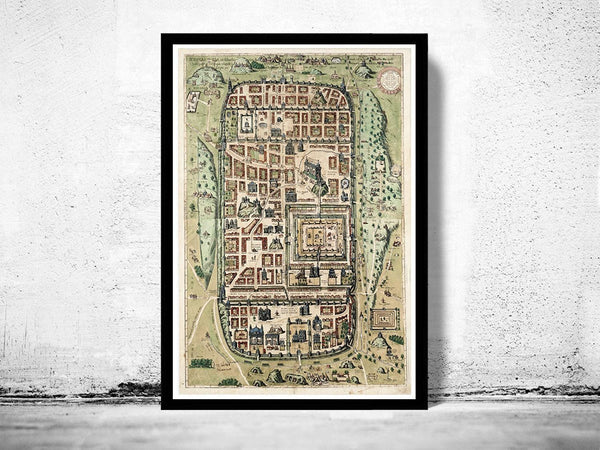 Old Map of Jerusalem Holy Land Palestine 1584 Vintage Map | Vintage Map Wall Art Print