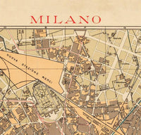 Old Map of Milan Milano 1910 Italy Vintage Map | Vintage Map Wall Art Print