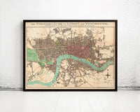 Old Map of London Map 1806 Vintage Map | Vintage Map Wall Art Print