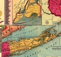 Old Map of New York State 1896  | Vintage Map Wall Art Print