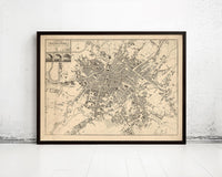 Old Map of Manchester United Kingdom 1825 Vintage Map | Vintage Map Wall Art Print
