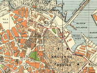 Old Map of Casablanca Morocco 1950 Vintage Map | Vintage Map Wall Art Print