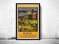 Vintage Poster of Scotland, Iona Travel Poster Tourism 1928  | Vintage Map Wall Art Print | Large Poster Print | Home Decor Wall Art
