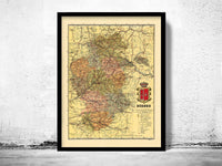Old Map of Burgos Region 1900 Spain Vintage Map | Vintage Map Wall Art Print