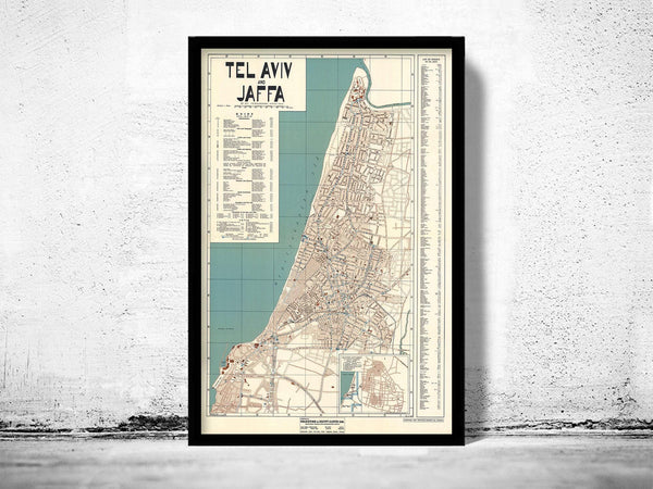 Old Map of Tel Aviv Jaffa Israel 1936 Vintage Map | Vintage Map Wall Art Print
