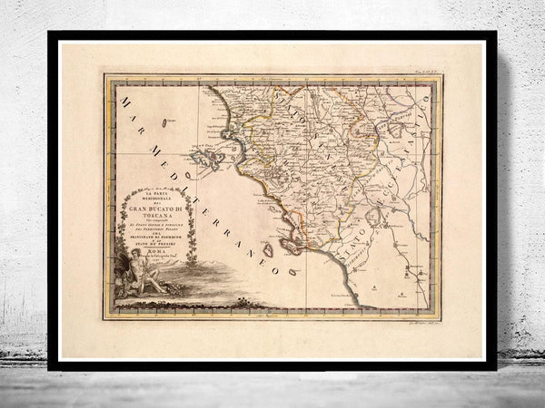 Old Map of Tuscany Toscana Italy 1791 Vintage Map | Vintage Map Wall Art Print
