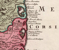 Old Map of Corsica Isle de Corse 1700 Vintage Map | Vintage Map Wall Art Print