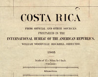 Old Map of Costa Rica 1903 Vintage Map | Vintage Map Wall Art Print