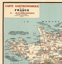 Old map of France Gastronomy Vintage Poster  | Vintage Map Wall Art Print