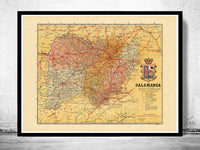 Old Map of Salamanca Region 1900 Spain Vintage Map | Vintage Map Wall Art Print