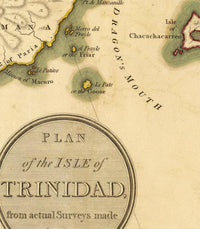 Old Map of Trinidad Tobago 1800 Vintage Map | Vintage Map Wall Art Print