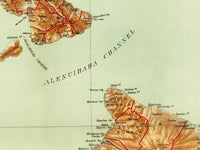 Old Map of Hawaii 1914 Hawaiian Islands Vintage Map | Vintage Map Wall Art Print