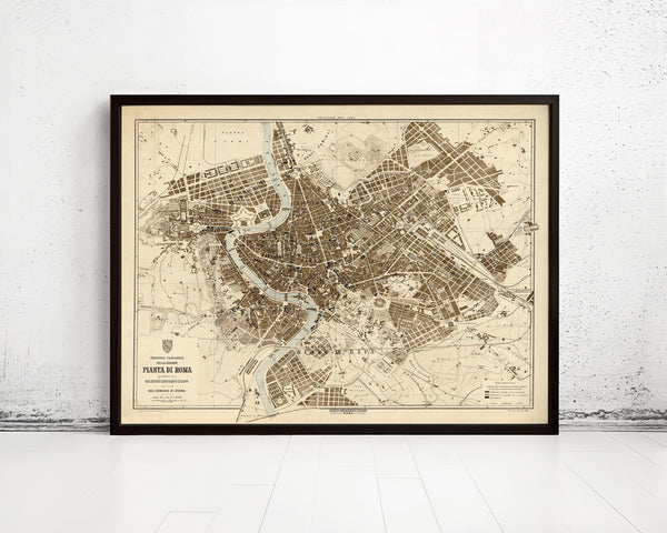 Vintage Map of Rome Roma, Italia 1892 Old Map of Rome  | Vintage Map Wall Art Print